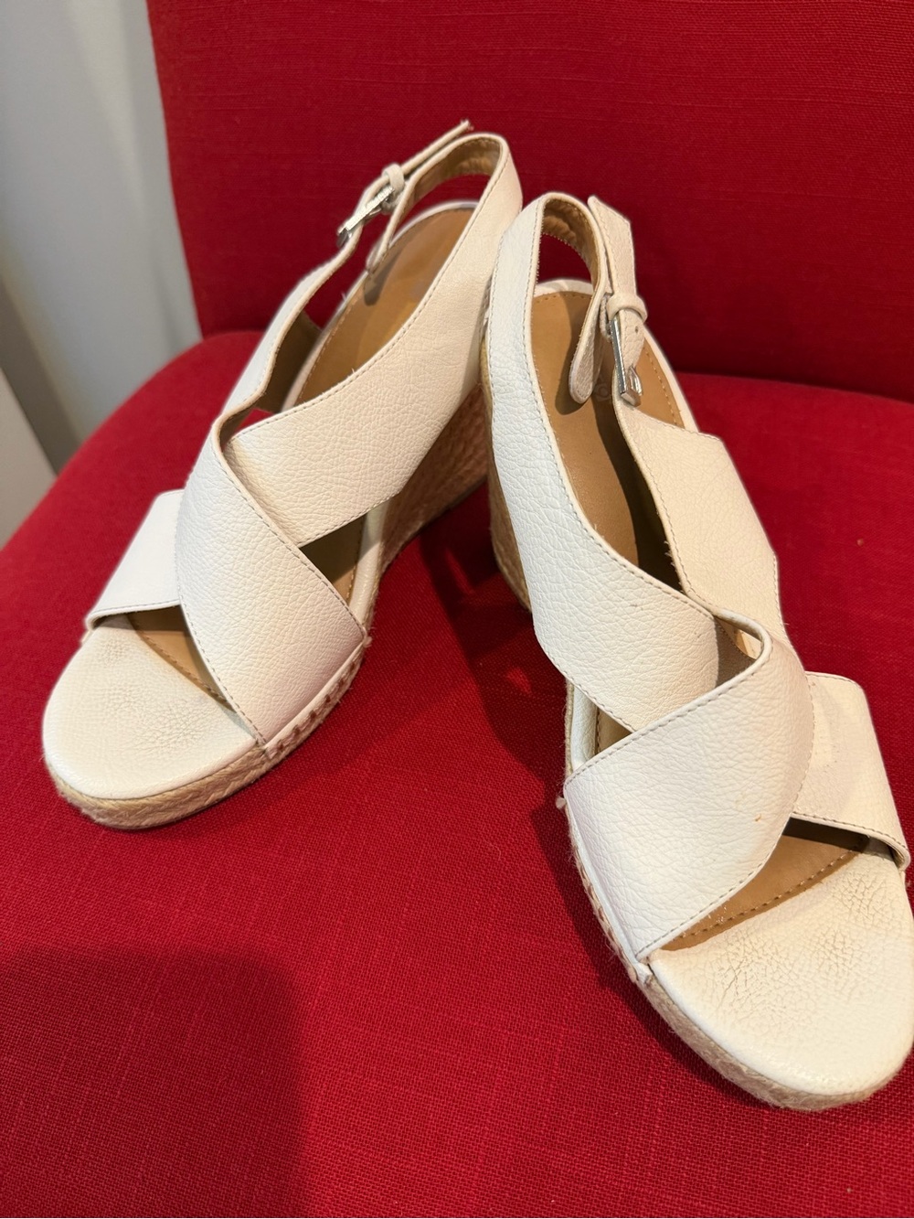 White Crisscross Espadrille Wedge Sandals - Women's